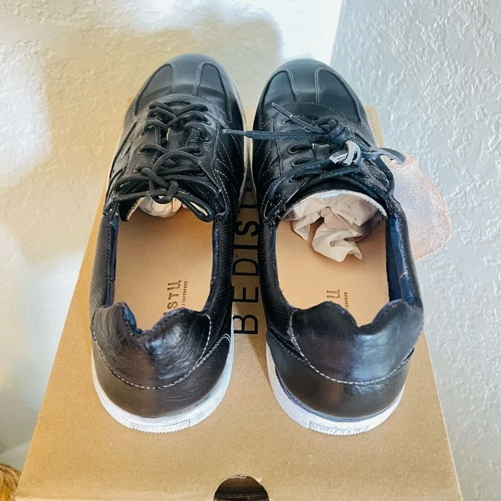 BED STU Men's Muller Leather Sneaker, Pre-Scuffed, Designer, Navy, Size 11.5 NWT